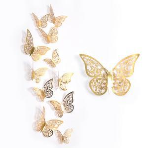 파티 케이크데코 테이블장식 DIY 연말장식 골드 종이 나비데코세트 12개