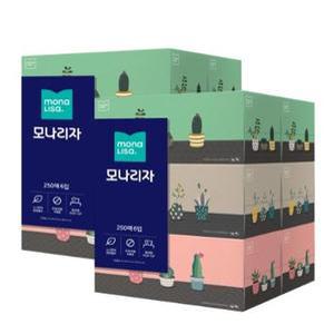 [모나리자] 미용티슈 250매 3입 2개 총6입 천연펄프 각티슈_SH