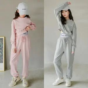 [삐삐네옷가게] 여아 주니어 엘리아 크롭 봄가을 심플 트레이닝 상하