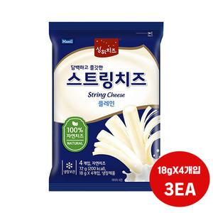 매일유업 상하치즈 스트링치즈플레인 18gX4개입 X3개/냉장무
