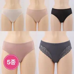 여성 데일리 미디 노라인 헴 팬티 5종 패키지 1F101N-105N