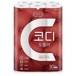코디 도톰이 3겹 화장지 30m 30롤 1팩 (30롤)