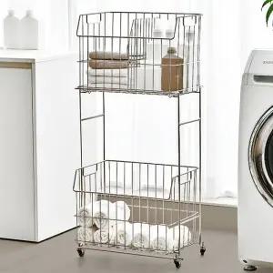 304 올스텐 이동식 세탁 빨래바구니 2단 기본