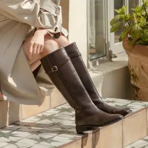 SOVO 켄지 스퀘어 단화 롱부츠 3cm