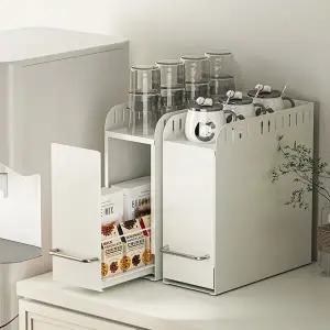 슬라이딩 다용도 W01 탕비실 홈카페 티백 캡슐커피 양념장 스텐 주방 정리대 수납장 선반형 보관함