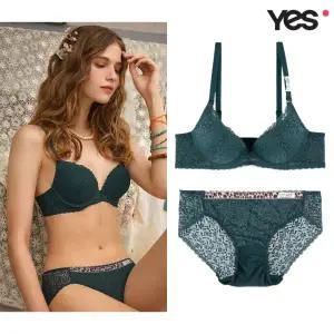 [롯데백화점]예스 애니멀 히피 다크 그린 브라 레이스 팬티 세트 YSWBY801YSWPY801