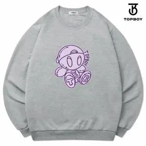 [하프클럽/탑보이]특양면 스냅백돌 프린팅 맨투맨