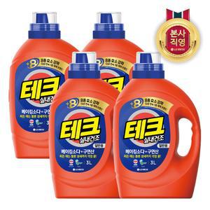테크 베이킹소다+구연산 실내건조 액체세제 일반 용기 3L 4개