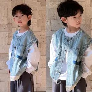 [삐삐네옷가게]주니어 아동용 캐주얼 빈티지 데님 베스트