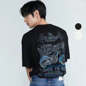 [롯데백화점]버커루 남성 20수 바이커 라운드넥 반팔 티셔츠 B232TS060P