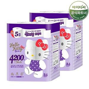 [홈스웰][S]헬로키티 5겹 천연펄프 시그니처화장지 (20M 24롤x2팩) 총48롤