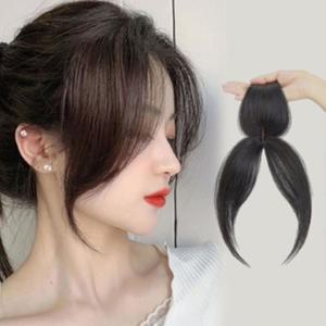 여자 갈색 정수리 앞머리 뱅 가발 피스 탈모