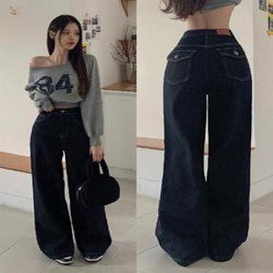 무배 숏,롱 백포켓 생지 와이드 데님 팬츠 워너비뮤즈