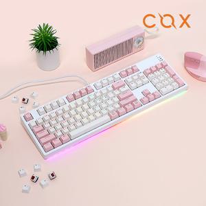 콕스 CY104K V2 카일광축 사무용 기계식 게이밍 LED 키보드 핑크 갈축