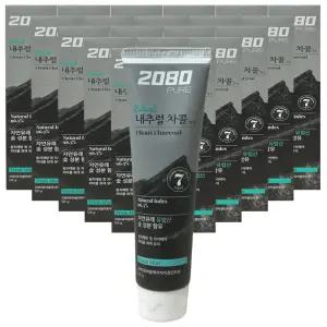 2080 퓨어 블랙치약 차콜민트 125g x 20개 내추럴 블랙 치석케어 대용량 치약