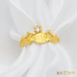 여자 순금 반지 트리플 물고기 3.75g