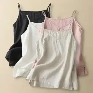 린넨 혼방 레이어드 베이직 끈나시 상의 민소매 이너 여름 티 빅사이즈 루즈핏 여성 티셔츠 비치