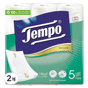 Tempo 천연펄프 휴지 대용량 5겹 고급롤화장지 11m 9롤 2개