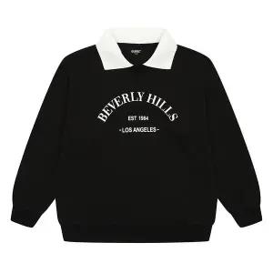 [에꼴리에] 남아 레터링 카라 맨투맨 티셔츠 23C5403_BK [P003677528]