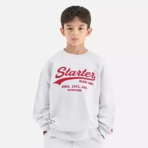 [스타터 블랙라벨 키즈]레터링 로고 맨투맨 (멜란지 화이트) ST253IMM03_MWH