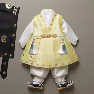 [꼬까한복]반짝금박답호 옐로우 남아한복 돌한복 백일한복