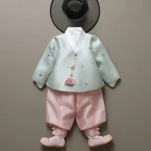 [꼬까한복]동그라미마고자 민트 남아한복 돌한복 백일한복