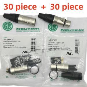 NEUTRIK 3 코어 XLR 캐논 헤드, 고급 금도금 NC3MXX 수 및 암 핀 마이크 커넥터, 60PCs/로트
