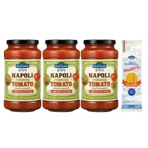 폰타나 나폴리 뽀모도로 토마토 파스타소스 600g, 3개 + 이탈리아 캄파니아 스파게티 500g,1개