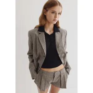 [정품] HM 여자 데일리 자켓 싱글 브레스티드 재킷 브라운/블랙 체크 1298602001