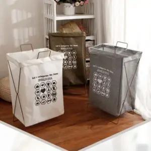 대형 세탁 바구니 빨래 보관함 헌옷분리수거 가정용쓰레기통 타포린바구니 수건바구니