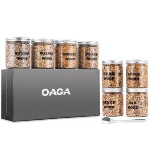 칵테일 스모커를 위한 OGA 천연 우드 칩 - 8가지 맛 파티용, 전기 위스키 스모커 및 스모크 건과 호환되는 패스트 버닝 스모킹 칩, 액세서리 남성용 선물 세트