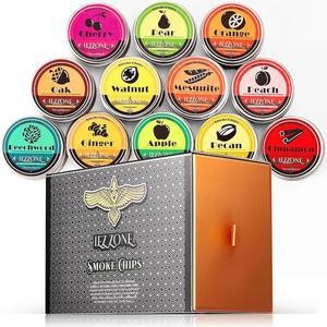 칵테일 스모커 & 위스키 스모커를 위한 아이존 우드 칩 12가지 맛 천연 칩, 남편 아버지의 선물 스모크 건 음료 음식