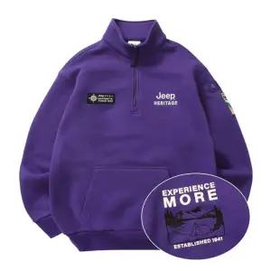 Jeep 기모 헤리티지 반집업 맨투맨 JM4TSU857-퍼플