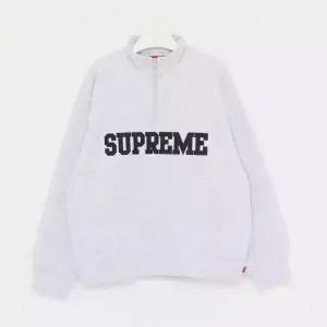 슈프림 자수로고 컬리지에이트 하프 집업 풀오버 남성 맨투맨 FW24SW72 ASH GREY