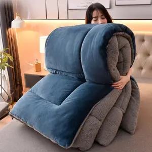 두꺼운 겨울 극세사이불 따뜻한 기모 차렵이불 침구세트 싱글 퀸