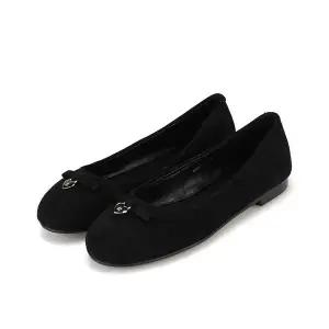 [BABARA]바바라 스웨이드 리본 B 하트 장식 여성 플랫 1cm_BBH533