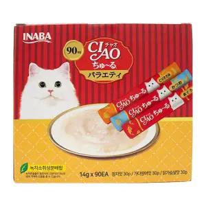이나바 챠오츄르 고양이간식 참치가다랑어닭가슴살 대용량 버라이어티 90개