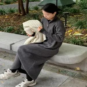 어나더 나그랑 니트 집업 롱원피스 (2color)