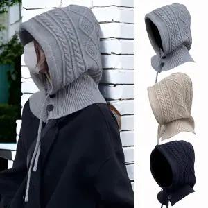 루크론 여성 겨울 바라클라바 니트 후드 모자