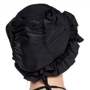 여성 수영모자 넉넉한 여성용 주름 빅사이즈 수영모자 스파 블랙 여자 수영장 스포츠 물놀이 워터 활동