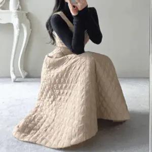 [엘린무드]퀼팅 패딩 뷔스티에 벌룬 A라인 훌 겨울 원피스 2COLOR _P412585318