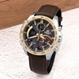 에디피스 ECB-900GL-1A 태양 충전 스마트폰 연동 블루투스 스포츠 남자 가죽 시계 c