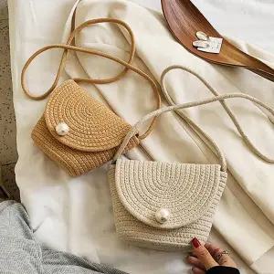 [하프클럽/]여름 밀짚 크로스백 진주