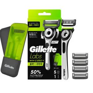 질레트 랩스 샤프 화이트 에디션 핸들 + 면도날 5입 + 트레블케이스