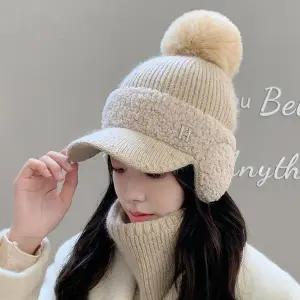 귀달이 털 모자 따뜻한 스포츠 니트 겨울 방한 모자 스키 여성 여자 방울 비니 등산 골프 활동 야외 패션
