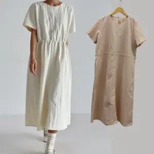 LionHu 여성 롱 스트링 원피스 바스락 나일론 반팔 빅사이즈 오버핏 데일리 여름 원마일룩