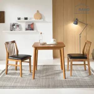 라로퍼니처 모카 750 고무나무 원목 2인 식탁 세트 식탁+의자2)