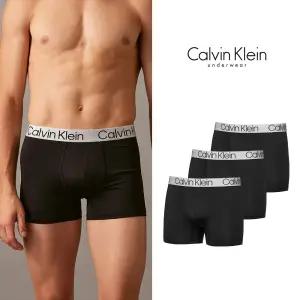 CK 남성 속옷 팬티 마이크로화이버 크로마틱 로우라이즈 트렁크 드로즈 블랙 3장 세트