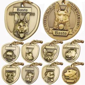 독일 셰퍼드 개 태그 반려동물 맞춤 각인 이름 Id 순 구리 3D 입체 엠보싱 헤드 목걸이 액세서리