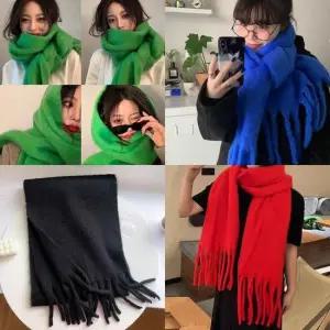 데일리잇목도리 롱머플러 패션 수술 겨울 넥 롱 숄 털 머플러 숏 스카프 섟 손뜨개 미니 니트 숄 패션잡화